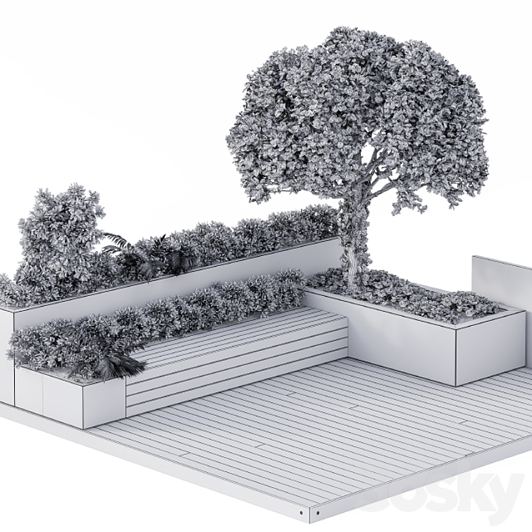 Roof Garden Furniture Seating and Garden Set 3DS Max - thumbnail 2