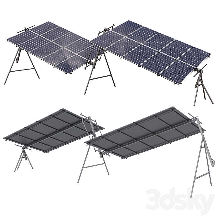 Rotary Solar Panel Power Plant 3DS Max - thumbnail 1