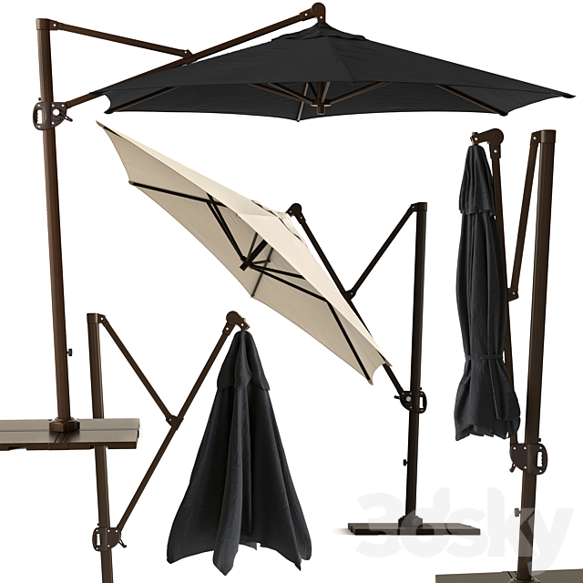 Round Cantilever Outdoor Patio Umbrella Pottery Barn 3DS Max Model - thumbnail 2