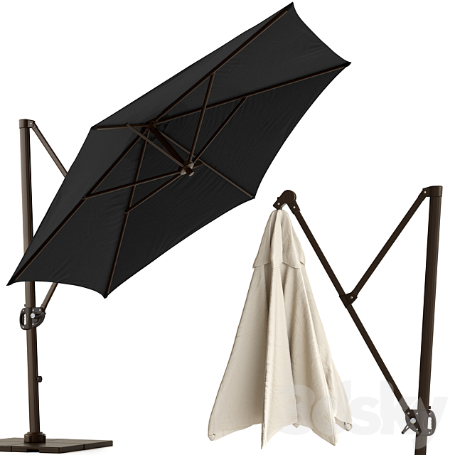 Round Cantilever Outdoor Patio Umbrella Pottery Barn 3DS Max Model - thumbnail 4