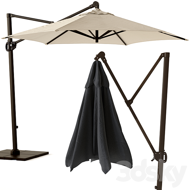 Round Cantilever Outdoor Patio Umbrella Pottery Barn 3DS Max Model - thumbnail 5