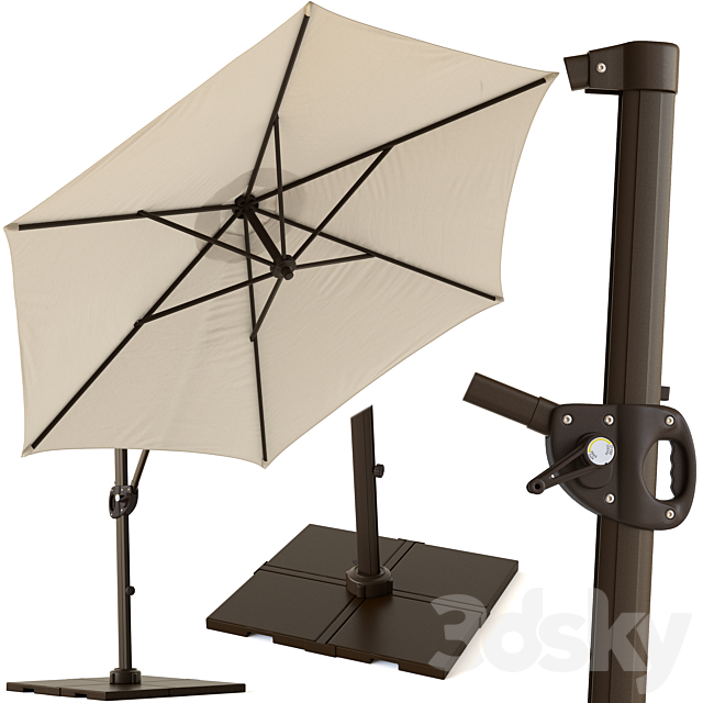 Round Cantilever Outdoor Patio Umbrella Pottery Barn 3DS Max Model - thumbnail 6