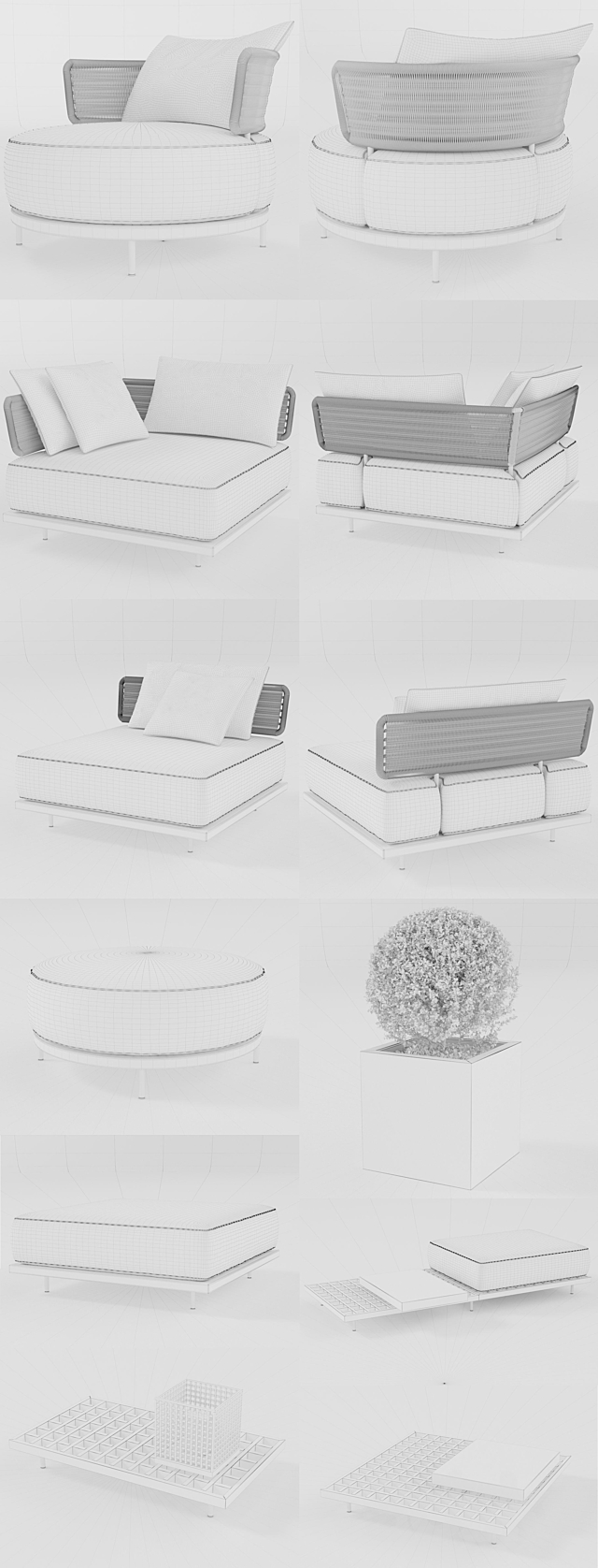 Set of Minotti Quadrado furniture 3DS Max Model - thumbnail 3