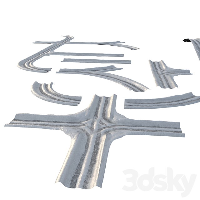 Snowy road 3DS Max Model - thumbnail 3