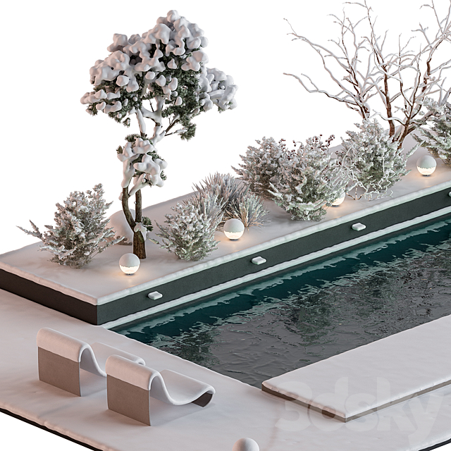 Snowy Scene with Pool – Set 76 3DS Max Model - thumbnail 4