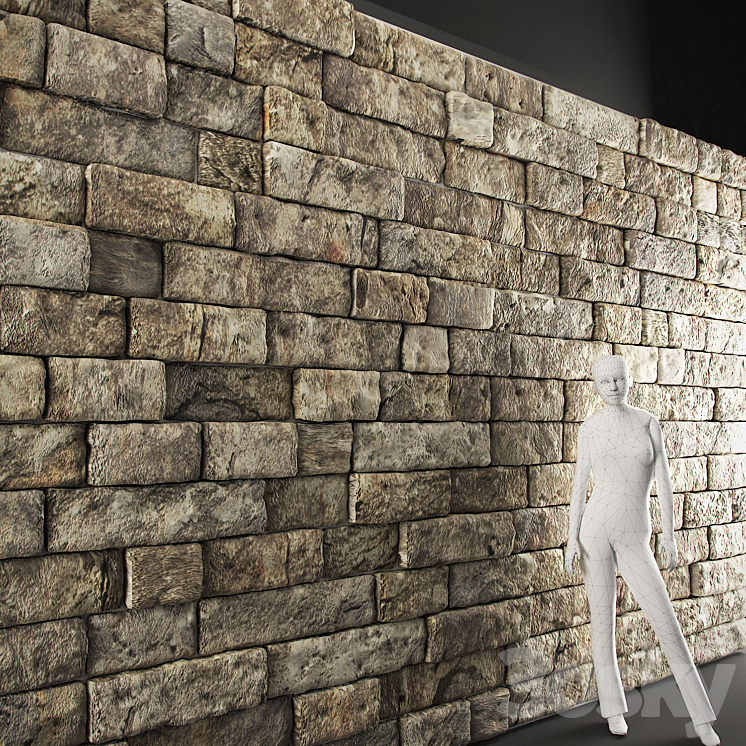 Stone wall sandstone 3×75 m 3DS Max - thumbnail 1