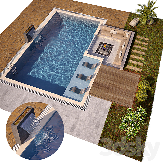 Swimming pool 2 3DS Max Model - thumbnail 2