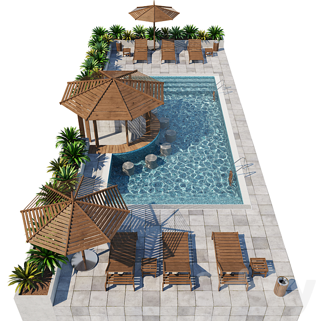 Swimming pool 4 3DS Max Model - thumbnail 3