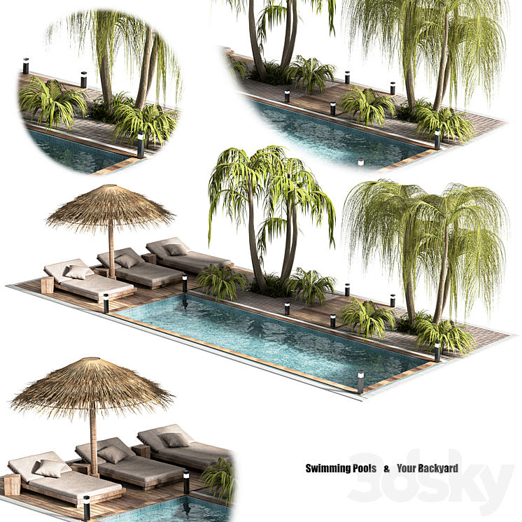 Swimming pools your backyard 3DS Max - thumbnail 2