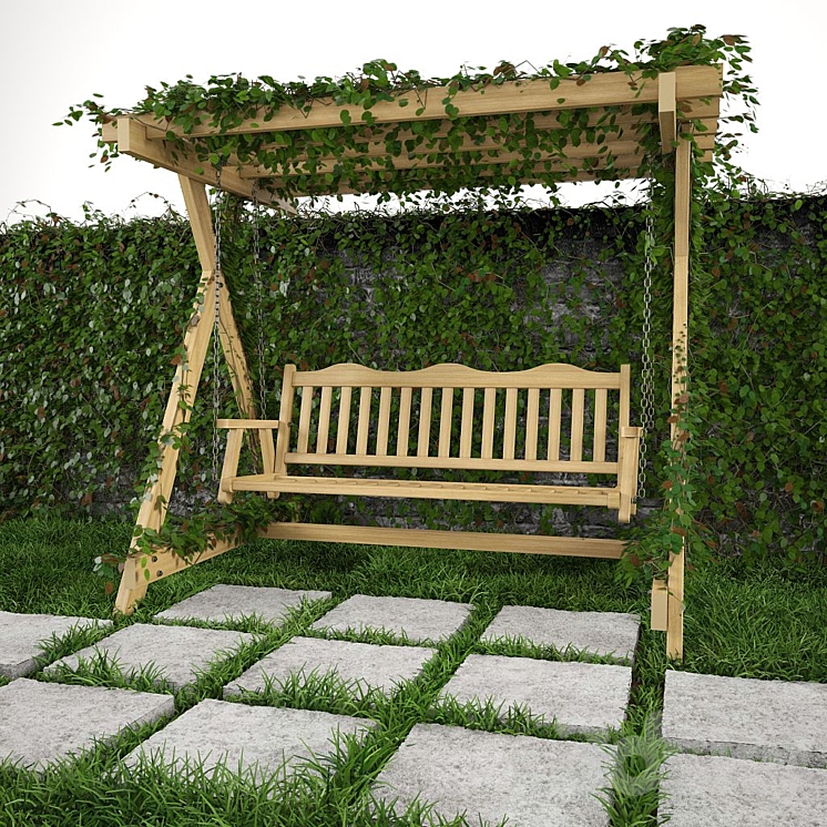 Swing for garden grass and wall 3DS Max - thumbnail 2