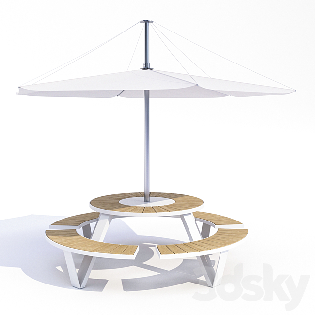 Table Adanat Landau with an umbrella 3DS Max Model - thumbnail 2