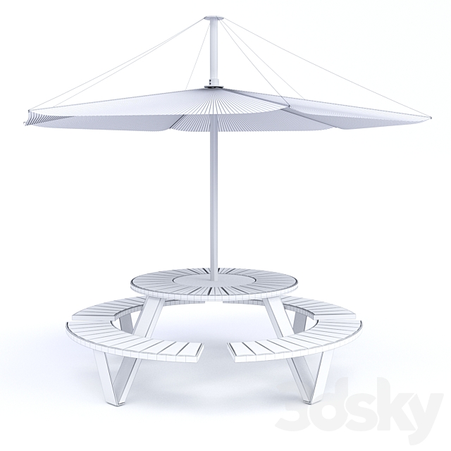 Table Adanat Landau with an umbrella 3DS Max Model - thumbnail 3