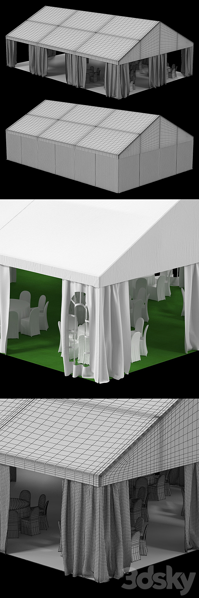 Tent 10x15m 3DS Max Model - thumbnail 2