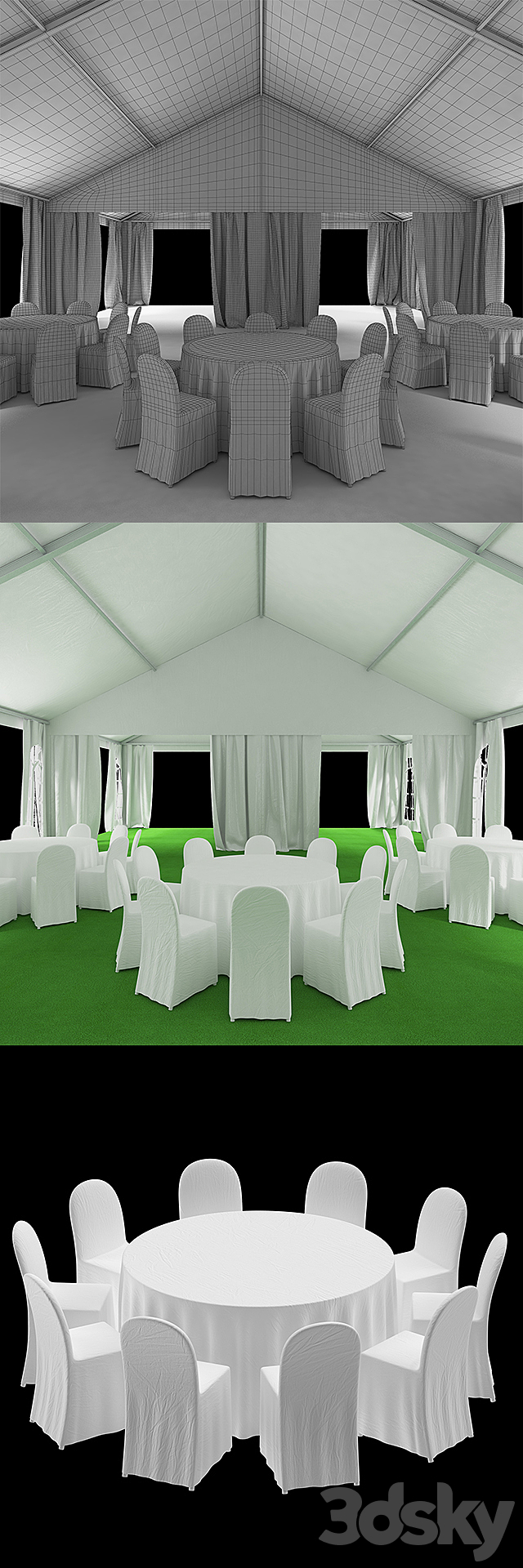 Tent 10x15m 3DS Max Model - thumbnail 3