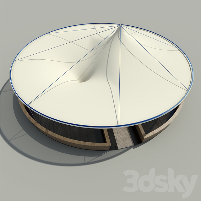 Tent with a beach bar 3DS Max Model - thumbnail 2