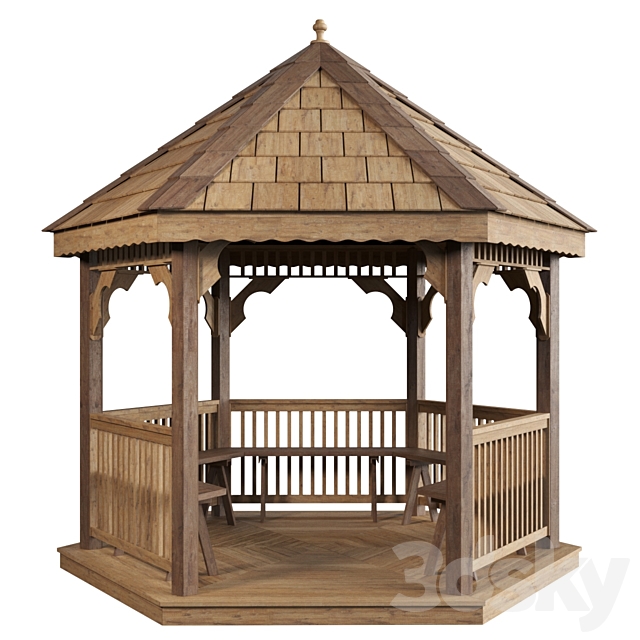 The gazebo is hexagonal 3dsMax Model - thumbnail 1