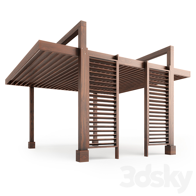 The LA Modern Pergola (Forever Redwood) 3DS Max Model - thumbnail 2