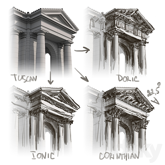 Tuscan Order Vignola Column 3DS Max Model - thumbnail 3