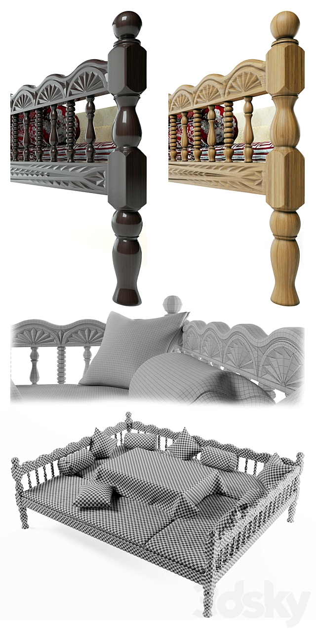 Uzbek trestle-Trestle-bed 3DS Max Model - thumbnail 3