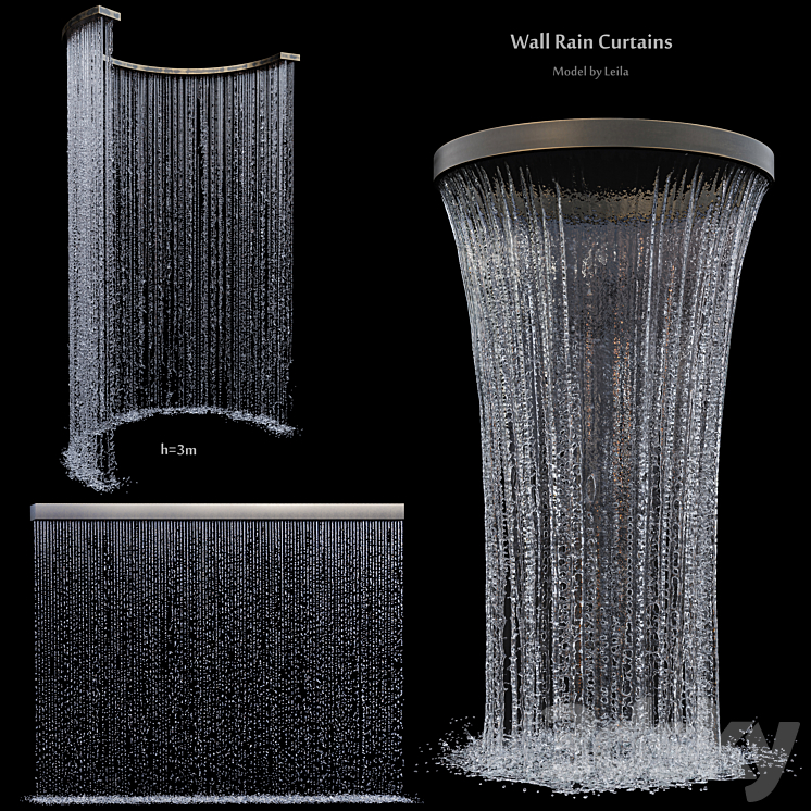 Wall rain curtain waterfall 3DS Max - thumbnail 1