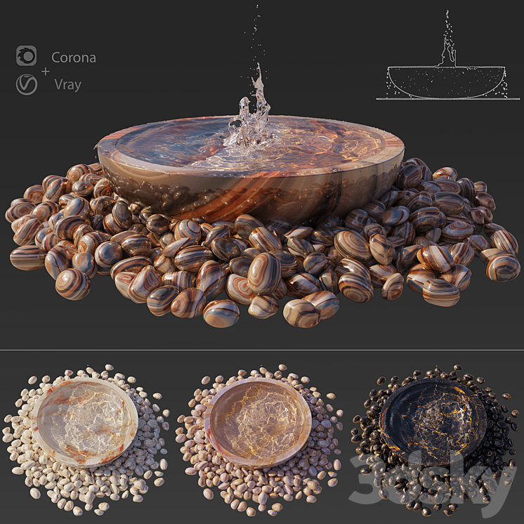 Water Bowl Fountain 1 3DS Max - thumbnail 1