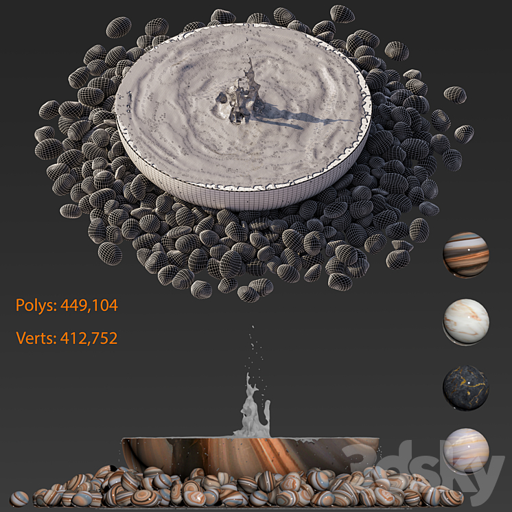 Water Bowl Fountain 1 3DS Max - thumbnail 2