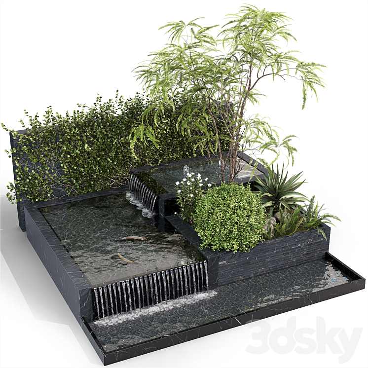 Water Ponds With Plants & fish 3DS Max - thumbnail 1