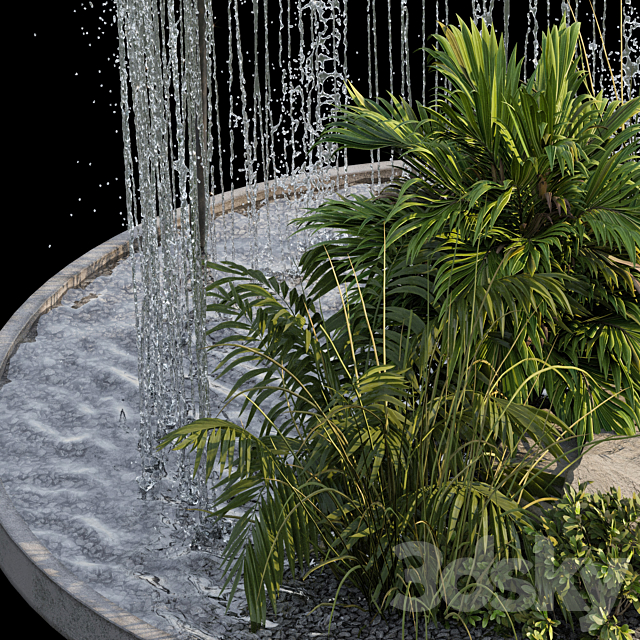 Waterfall fountains and plant 07 3DS Max Model - thumbnail 2