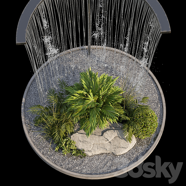 Waterfall fountains and plant 07 3DS Max Model - thumbnail 3