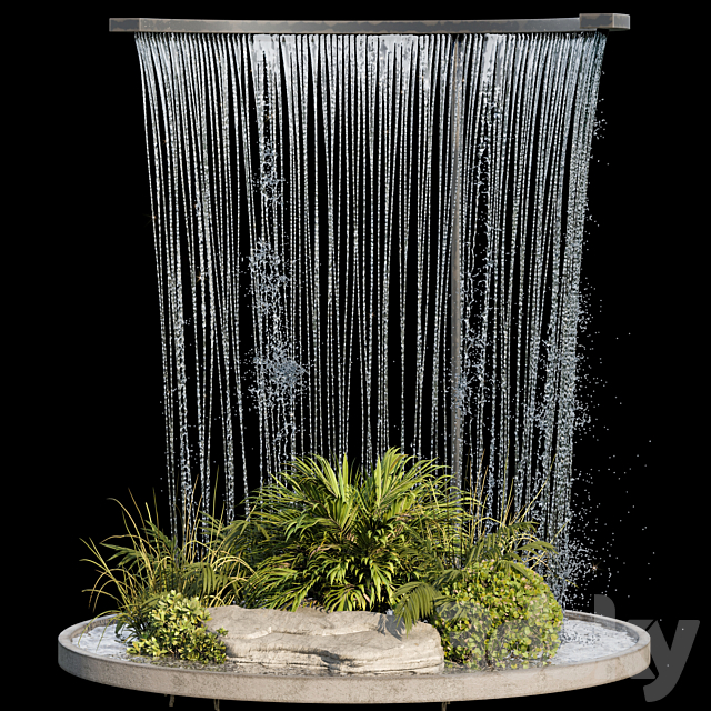 Waterfall fountains and plant 07 3DS Max Model - thumbnail 4