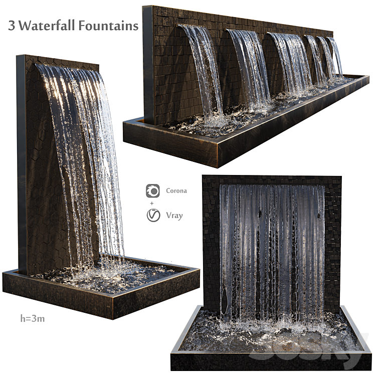 Waterfall fountains cascade 3DS Max - thumbnail 1