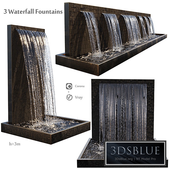 Waterfall fountains cascade 3DS Max - thumbnail 3