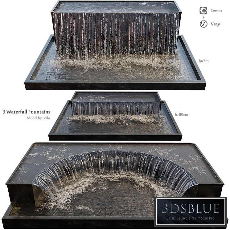 Waterfall fountains grand cascade 3DS Max - thumbnail 3