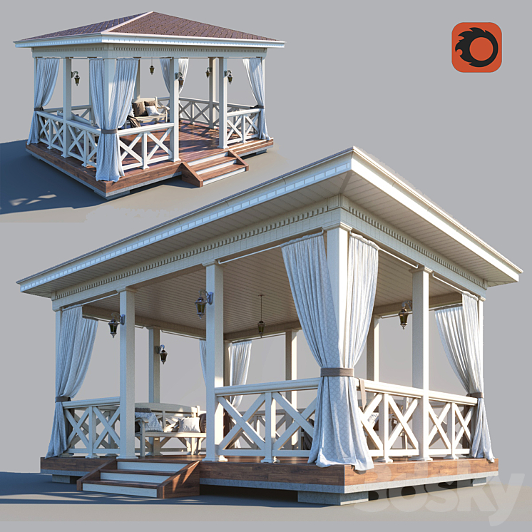 Wooden arbor 3DS Max - thumbnail 1