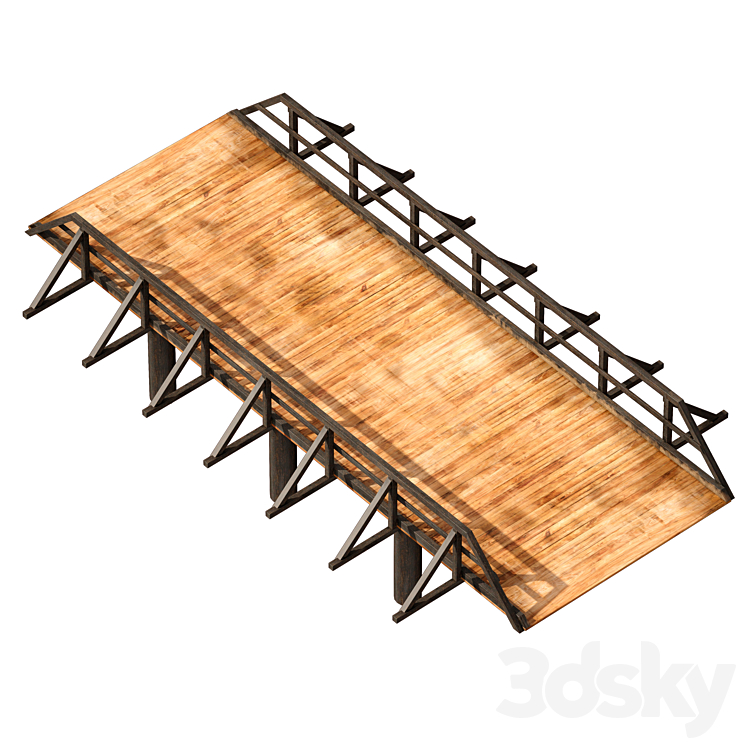 Wooden bridge over the river. Constructor 3DS Max - thumbnail 2