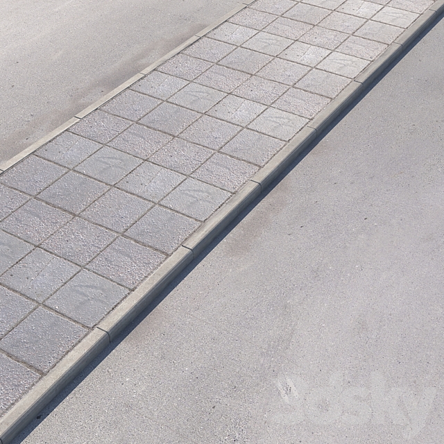 2 sidewalk options with road set_10 3ds Max - thumbnail 2