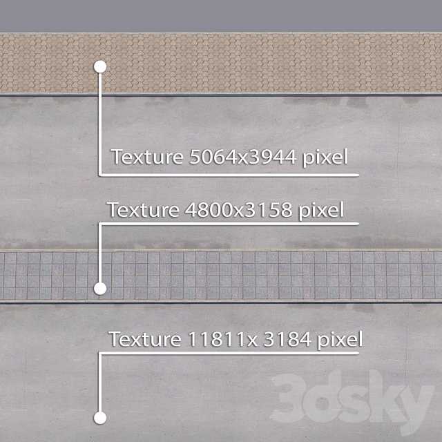 2 sidewalk options with road set_10 3ds Max - thumbnail 3