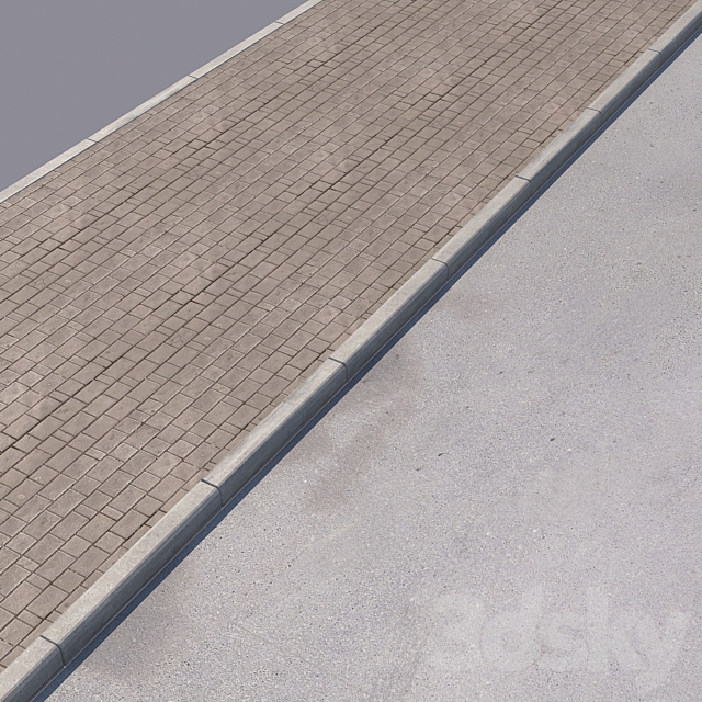 2 sidewalk options with road set_12 3DS Max Model - thumbnail 2