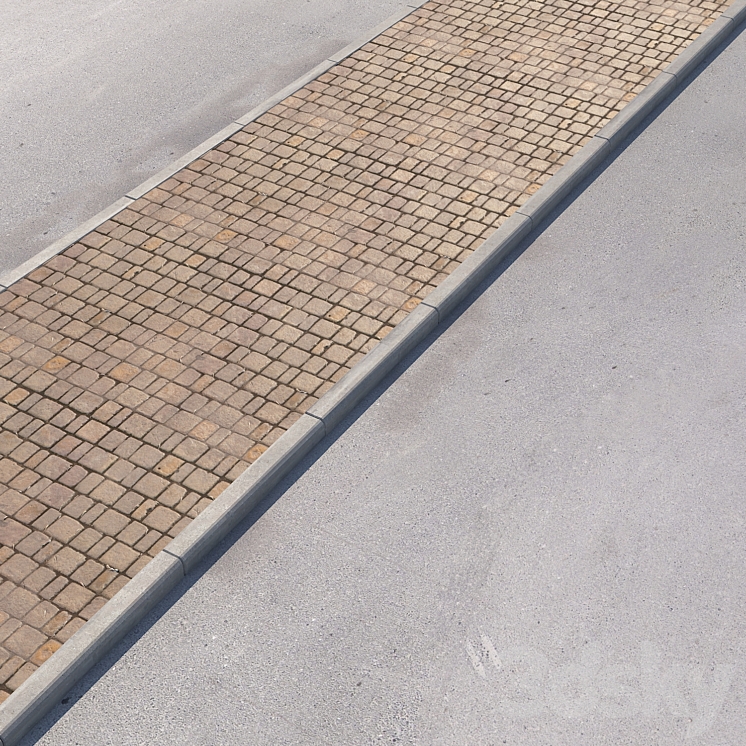 2 sidewalk options with road set_13 3DS Max - thumbnail 2