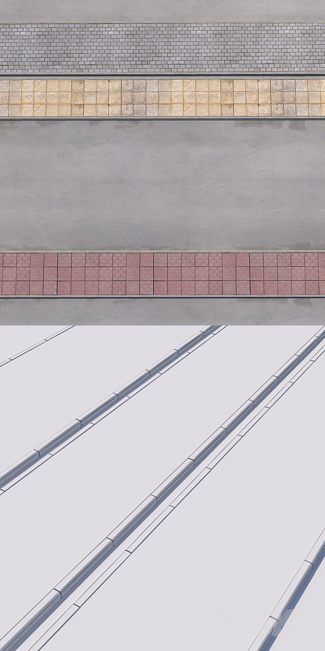 3 variants of pavement with road set_2 3DS Max Model - thumbnail 3