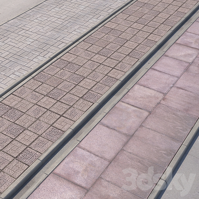 3 variants of pavement with road set_3 3ds Max - thumbnail 1