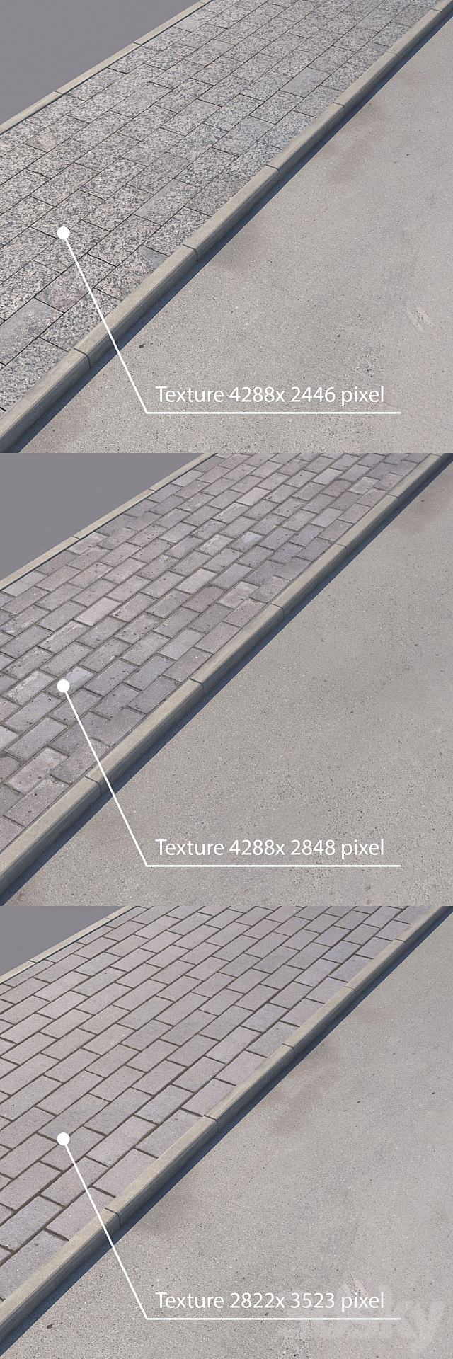 3 variants of pavement with road set_4 3DS Max Model - thumbnail 2