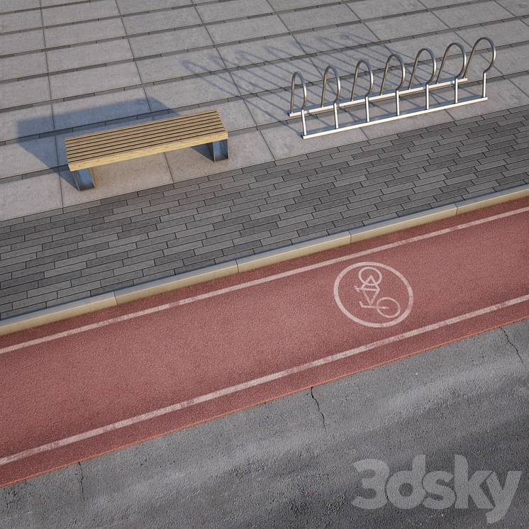 bike path to the sidewalk 3DS Max - thumbnail 1