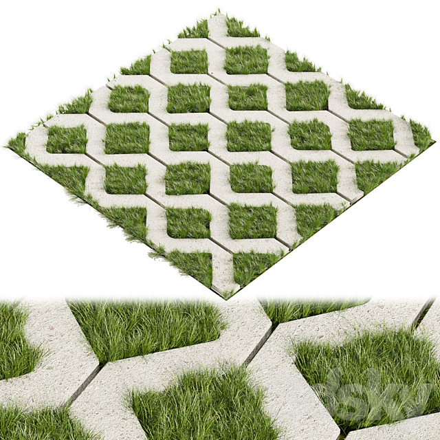 Collection plant vol 398 – grass – concrete – tileable 3ds Max - thumbnail 1