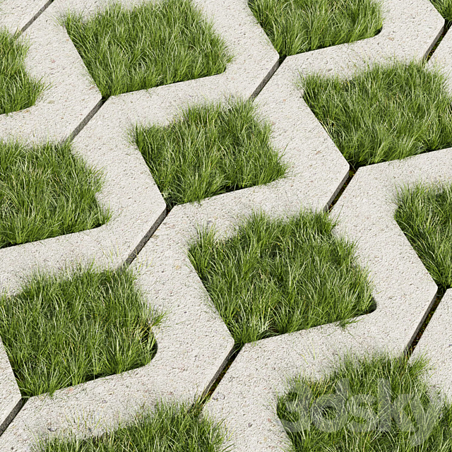 Collection plant vol 398 – grass – concrete – tileable 3ds Max - thumbnail 3