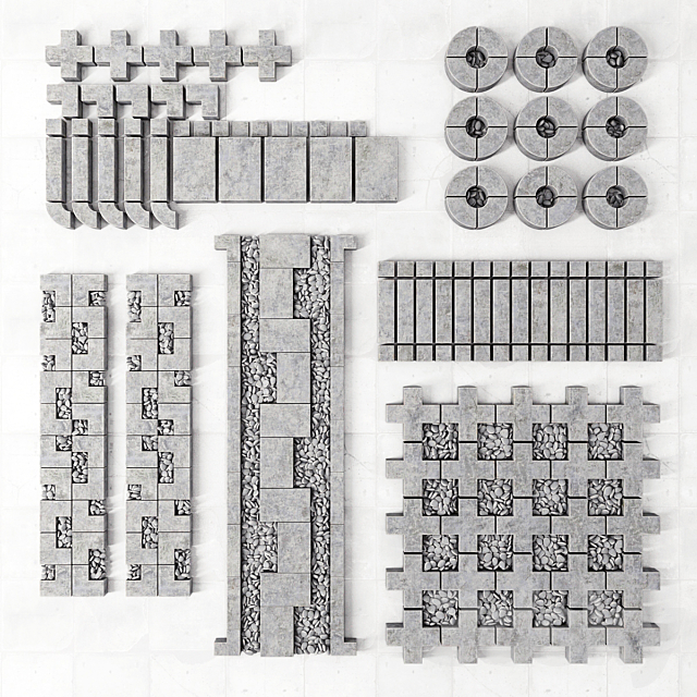 Concrete border construction 3DS Max Model - thumbnail 2