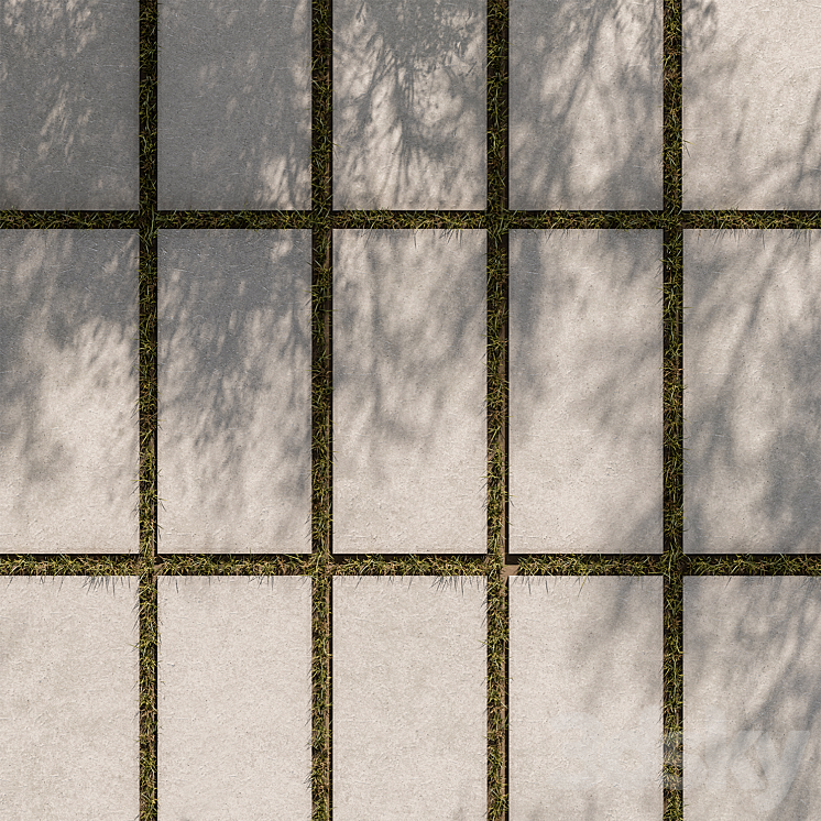 Concrete Slab with Grass – Paving 03 3DS Max - thumbnail 2