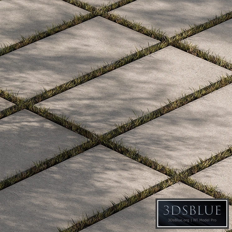 Concrete Slab with Grass – Paving 03 3DS Max - thumbnail 3