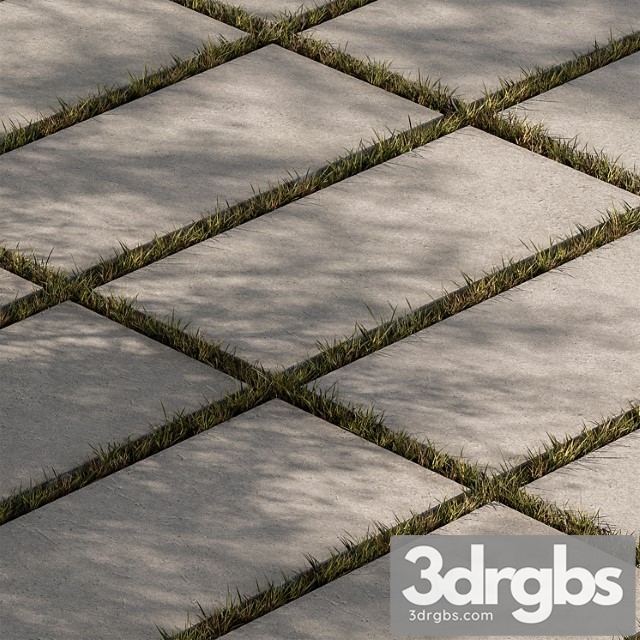 Concrete Slab With Grass Paving 03 3dsmax Download - thumbnail 1