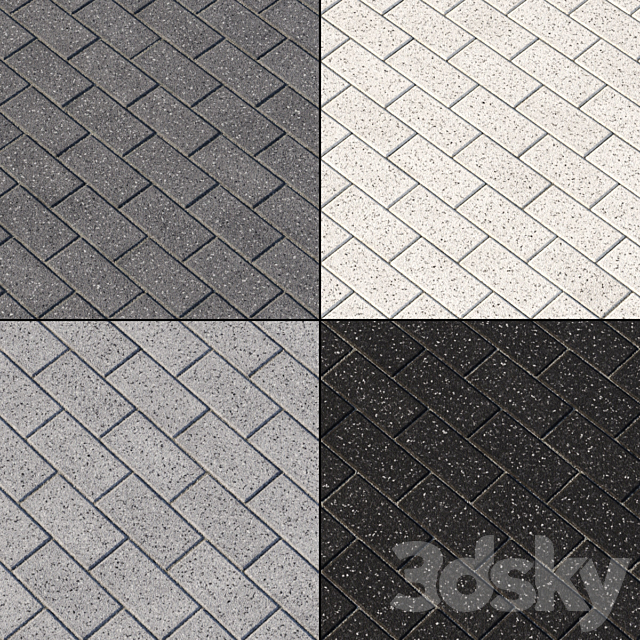 Granite paving slabs Type 1 3DS Max Model - thumbnail 3